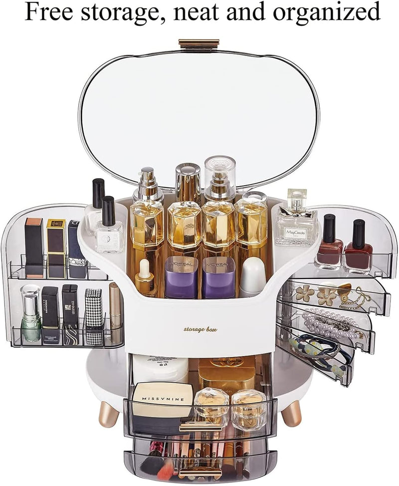 U-HOOME Makeup Organizer,U-HOOME Cosmetic Display Case Make up Organizer Skin Care Organizer,SkinCare Organizers for Bathroom Countertop,Bedroom Vanity Organizer Desk and Travel (White)