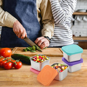 6 Pack Stainless Steel Snack Containers for Kids, 6 OZ Leakproof Metal Lunch Box with Silicone Lids, Small Salad Dressing Container To Go for Sauce Dip, Daycare School Travel Picnics