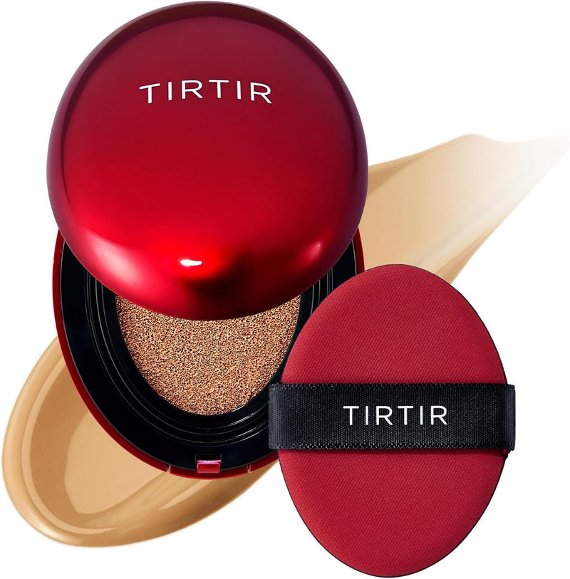 Mini Size TIRTIR Mask Fit Red Cushion Foundation Japan's No.1 Choice for Glass skin, Long-Lasting, Lightweight, Buildable Coverage, Semi-Matte (21N Ivory, 4.5g (Pack of 1)) - Natural Beige 0.63 Fl Oz (Pack of 1)