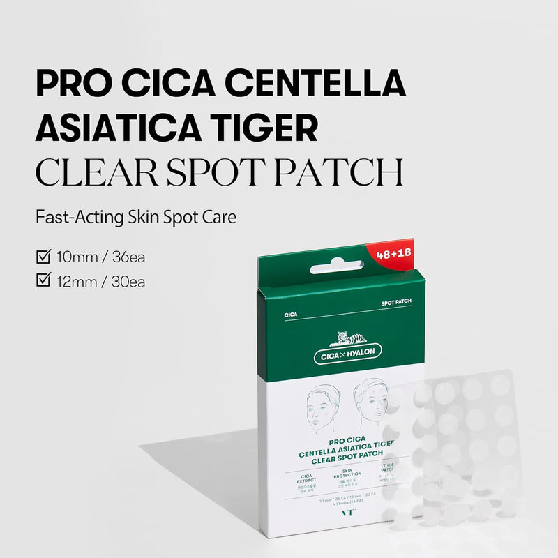 VT COSMETICS Pro CICA Centella Asiatica Tiger Clear Spot Patch | Acne Pimple Patch for Covering Zits and Blemishes, Spot Stickers for Face and Skin (66 Patches)
