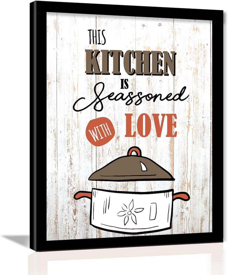 kotart Engineered Wood Photo Frames For Kitchen And Restaurant Wall Decoration - Food Quotes Decor Poster With Frame (11 Inch X 11 Inch, Multi) Design-2, Square)