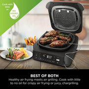 5-in-1 Indoor Grill & Air Fryer, 5 Cooking Functions, Make Up to 4 Burgers, 5.7L capacity, Low Smoke, Includes Digital Meat Thermometer, Black/Silver, EG351ME, 2 Years Warranty