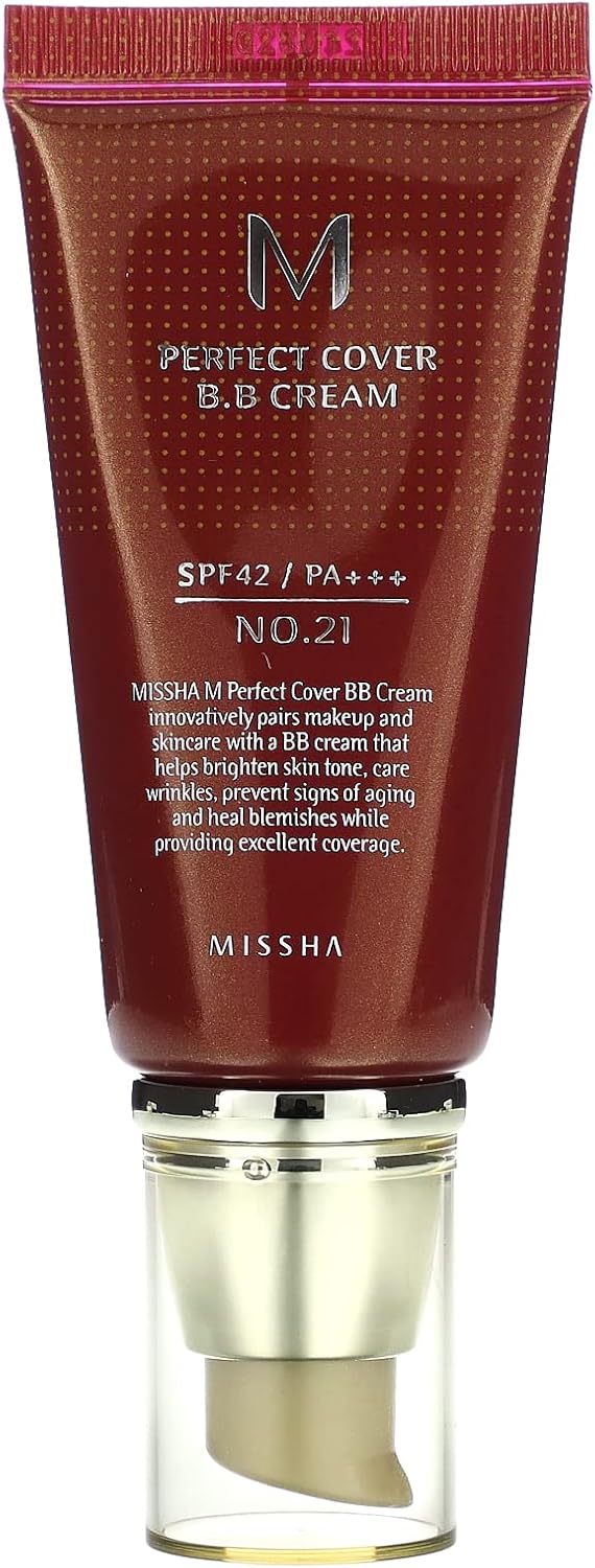 M Perfect Cover B.B Cream, SPF 42 PA+++, No. 21 Light Beige, 1.7 oz (50 ml)