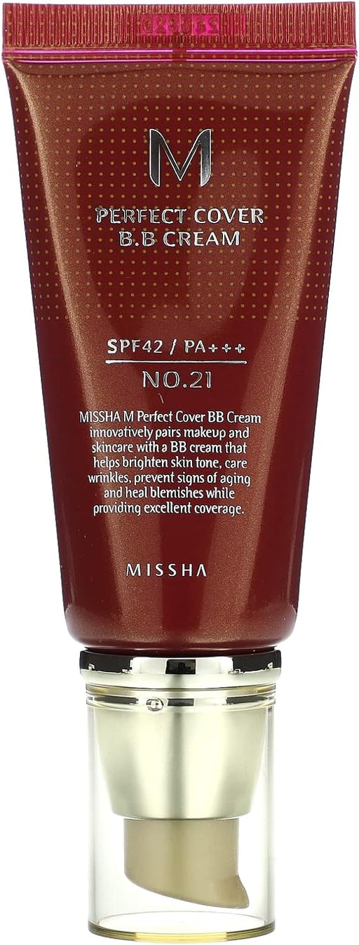 M Perfect Cover B.B Cream, SPF 42 PA+++, No. 21 Light Beige, 1.7 oz (50 ml)