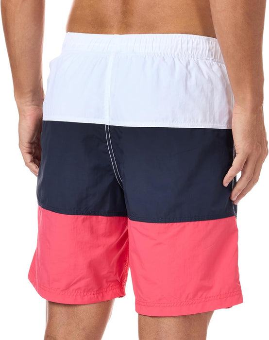 Nautica mens Quick Dry Classic Logo Tri-block Series Swim Trunk Swim Trunks
