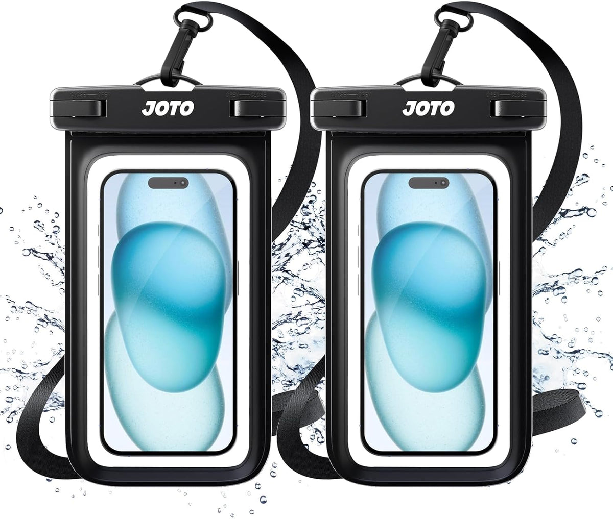 JOTO Universal Waterproof Phone Pouch Cellphone Dry Bag Case for iPhone 17 16 15 14 13 12 11 Pro Max Air Mini Plus Xs XR X 8 7 6S, Galaxy S23 S22 S21 Plus Note, Pixel up to 7" -Black – image 6