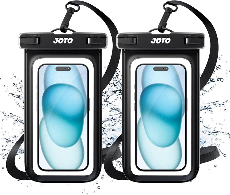 JOTO Universal Waterproof Phone Pouch Cellphone Dry Bag Case for iPhone 17 16 15 14 13 12 11 Pro Max Air Mini Plus Xs XR X 8 7 6S, Galaxy S23 S22 S21 Plus Note, Pixel up to 7" -Black - 2 Pcs Black 2 Pcs