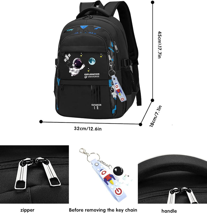 Astronaut Backpack for Boys Teens, Large Capacity School Bag Bookbag for Kids Elementary Middle