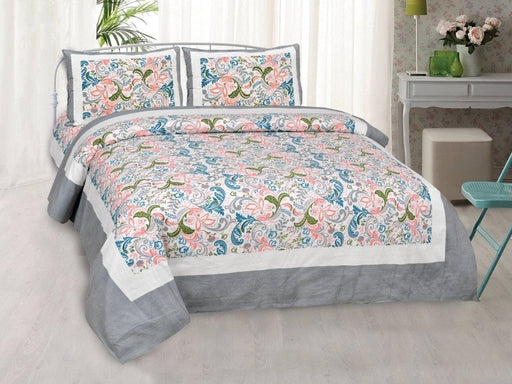 SUFAYA FAB Printed Indian Sanganer Royal Cotton Premium Big Size Bedsheets for Modern Look(100x100) inches with Two Pillow (18x28)