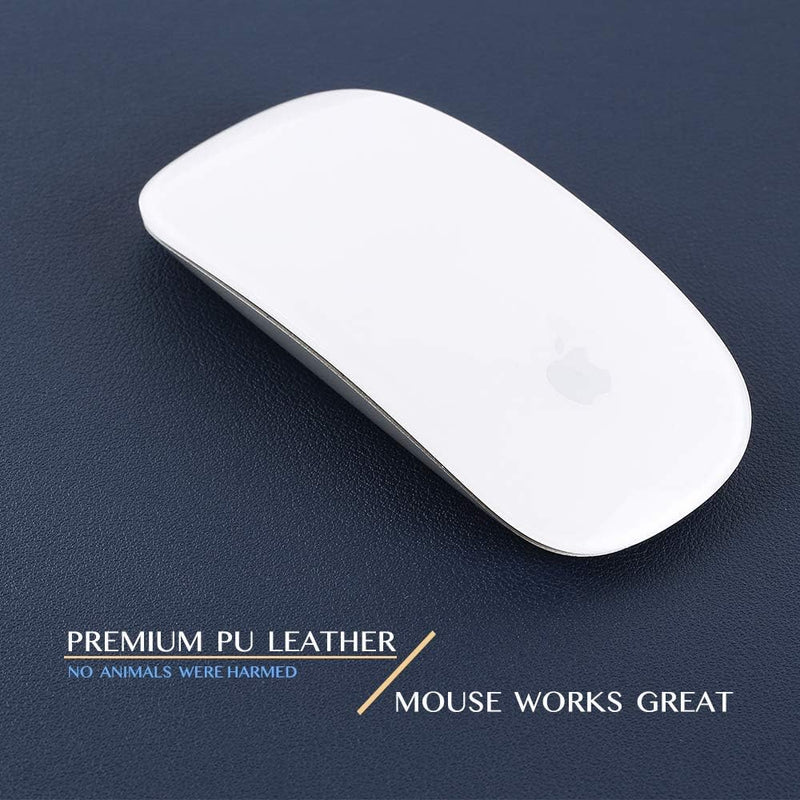 Large Desk Pad, Non-Slip Pu Leather Desk Mouse Pad Waterproof Desk Pad Protector, Dual-Side Use Desk Writing Mat For Office Home, 80Cm X 40Cm, Navy Blue&Yellow