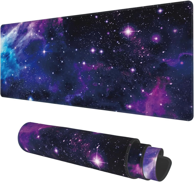 Desk Mat, Field Landscape Oil Painting Extended Gaming Mouse Pad Large, 31.5"x11.8" Big Mouse Pad with Non-Slip Base and Stitched Edge, Long Computer Keyboard Mouse Mat for Home Office Work - 30 x 80 Ø³Ù Galaxy Nebula Universe Space