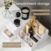 Deli White Cosmetic Storage Box 28.5x17.5x12.5cm - Breathable Organizer with Dustproof Lid & Side Handles - Makeup Organizer