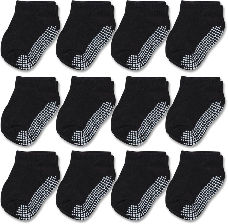 CozyWay Non-Slip Socks with Grippers - Ankle Style for Little Girls and Boys, Infants, Toddlers, Children