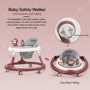 Baybee Drono Baby Walker for Kids, Round Kids Walker with 4 Seat Height Adjustable | Activity Walker for Baby with with Food Tray & Musical Bar | Walkers for Baby Boys Girls (Blue)