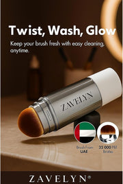 ZAVELYN Korean Color Changing Foundation Stick with Built-in Brush, V White Medium to Full Coverage Makeup, Dewy Finish, Paraben-Free BB CC Cream Hybrid, Natural 202
