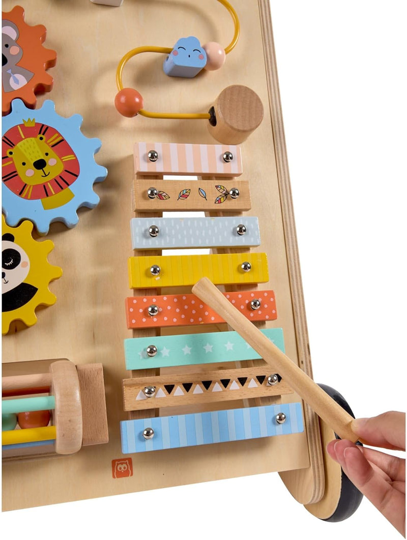 EUREKA KIDS Safari Wooden Baby Activity Walker W/Xylophone Push And Pull Walker Learning Activities Educational Toy For Boys And Girls Toddlers For 12M+