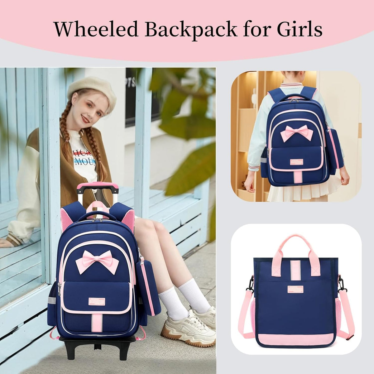 Unisex Child 2729 6 Wheels Trolley + Backpack Sets – image 3