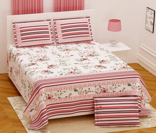 SUFAYA FAB Printed Indian Sanganer Printed Twill Cotton Premium Big Size Bedsheets for Modern Look(108x108) inches with Two Pillow (17x27) inches