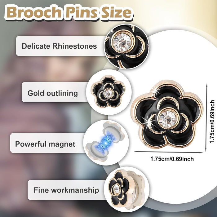 8Pcs Hijab Magnetic Pins, Multi-Use Muslim Scarf Magnetic Hijab Buttons Rhinestone Magnetic Scarf Brooch Modesty Pins Hijab Pins for Women Anti Exposure Fixed Brooches Women