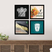 kotart Engineered Wood Photo Frames For Kitchen And Restaurant Wall Decoration - Food Quotes Decor Poster With Frame (11 Inch X 11 Inch, Multi) Design-2, Square)