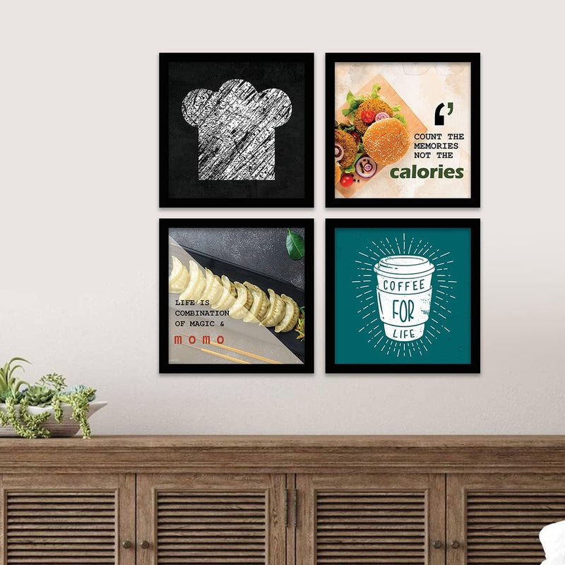 kotart Engineered Wood Photo Frames For Kitchen And Restaurant Wall Decoration - Food Quotes Decor Poster With Frame (11 Inch X 11 Inch, Multi) Design-2, Square)