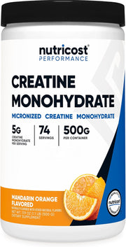 Nutricost Creatine Monohydrate Micronized Powder 500G, 5000mg Per Serv (5g) - 100 Servings, 17.9 Oz - Mandarin Orange 0.54 kg (Pack of 1)