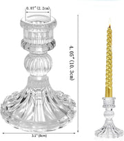 THE WHITE SHOP Glass Candle Holder, Clear Candlestick Holder And Taper Candle Holder for Wedding Party Table, Spring Decor, Anniversary, Dining Room Table, Valentine's Day, (Clear)-A-3Pcs