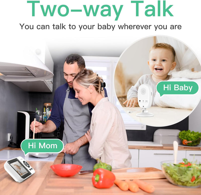 Simyke Smart Video Baby Monitor, 2.8 Inch Screen, 1080p Camera, 1500ft Long Range, WiFi On/Off Switch, Night Vision, Power Clock,