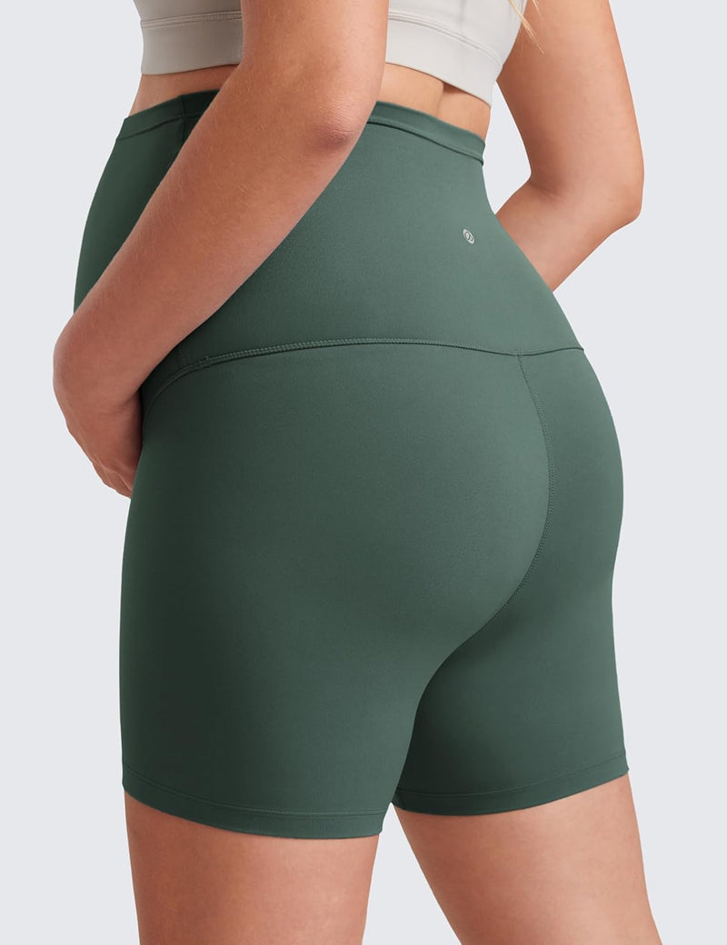 CRZ YOGA Womens Butterluxe Maternity Yoga Biker Shorts Over The Belly 4" / 6" - Pregnancy Workout Running Athletic