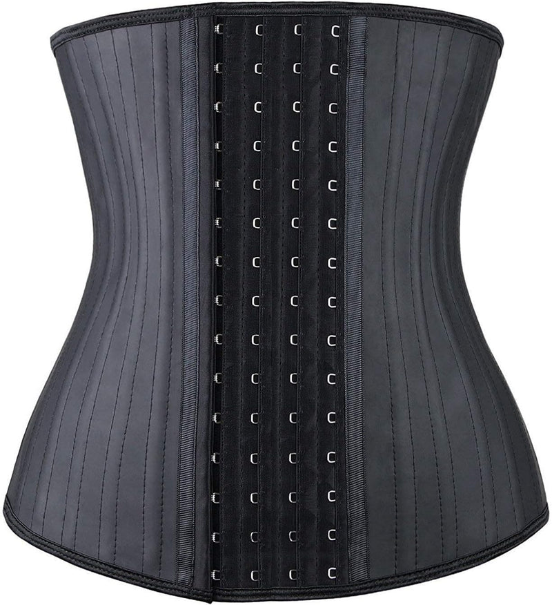 Waist Trainer Women 4 Hooks Latex Tummy Control Corset Body Shaper Cincher Girdle For Slimming Sport - Black 25 Steed Bones