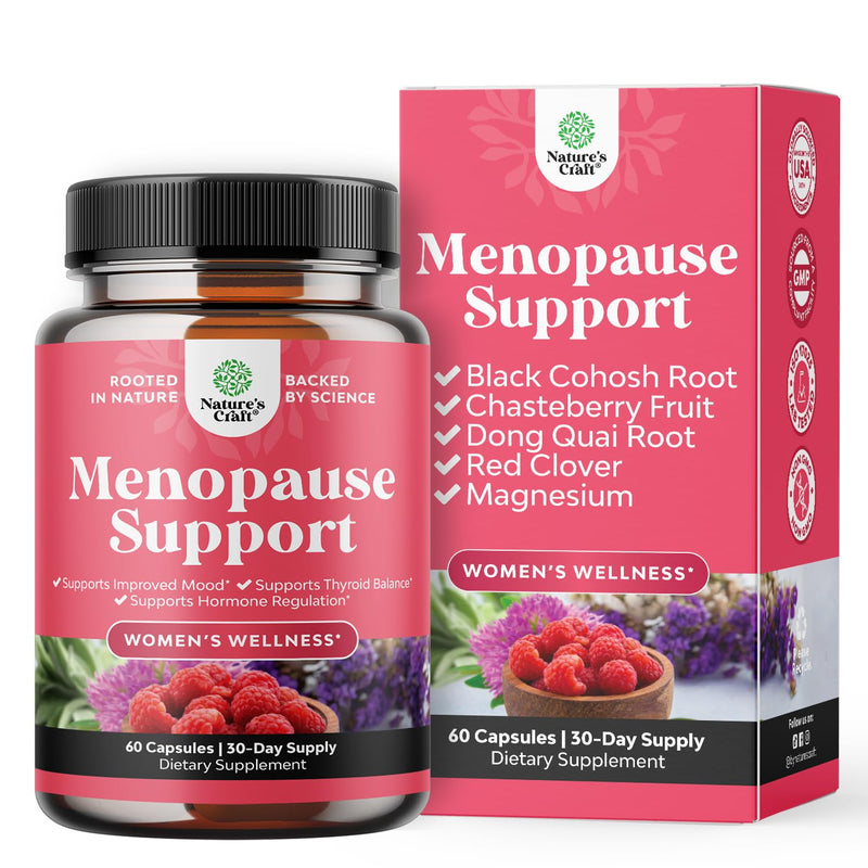 Natures Craft Natural Menopause Supplements for Women - Perfect for Hormonal Balance, Night Sweating & Hot Flashes Menopause Relief - Black Cohosh for Menopause with Resveratrol & Dong Quai