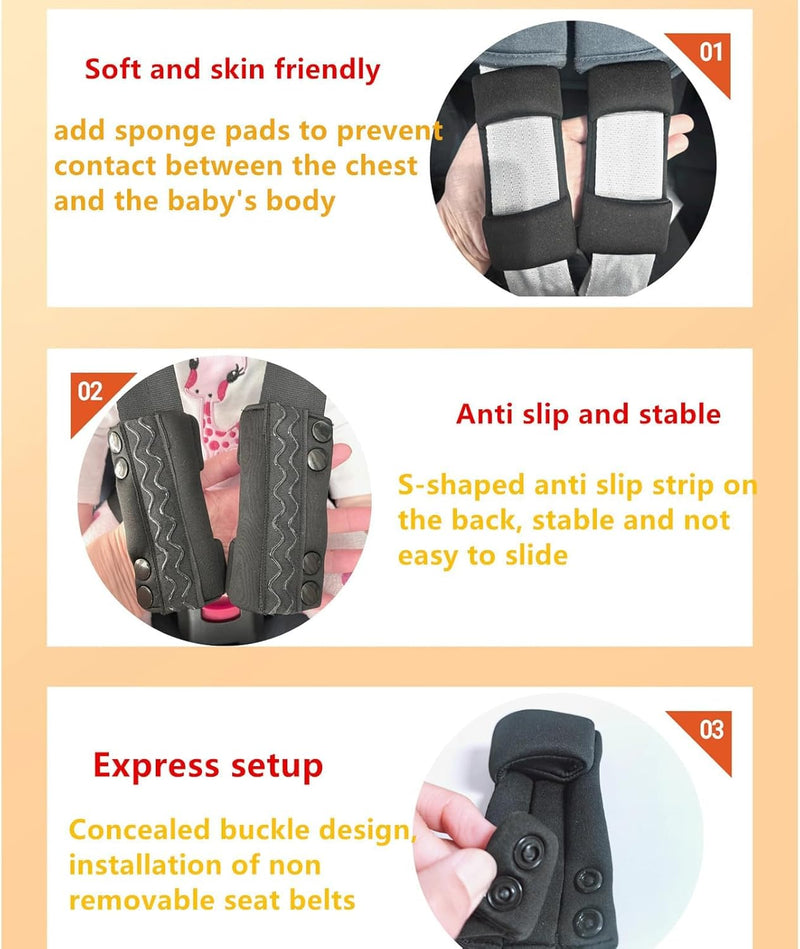MdouLy Car Seat Chest Harness Clip Car Seat Safety Belt Clip Buckle Lock Stroller Chest Clip Universal Adjustable Guard for Baby and Kids Trend (Black)