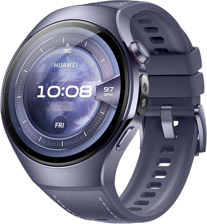 WATCH 5 42mm Smartwatch, Multi-sensing X-TAP technology, Real-Time Fingertip Blood Oxygen, eSIM, Intuitive Smart Gestures, iOS&Android, Beige, 3 months extended HuaweiCare+(Amazon Exclusive) - 46mm Purple