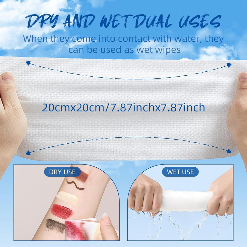 100 Count Disposable Face Towels, Biodegradable Facial Clean Towels, Ultra Soft & Thick Cloth for Sensitive Skin, Skincare and Makeup Remover, Lint-Free Towelettes for Cleansing
