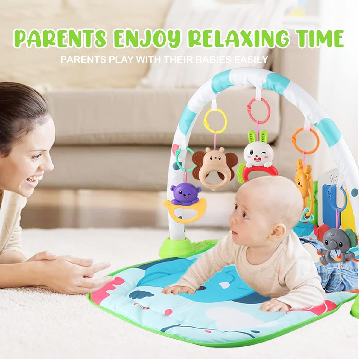 SKY-TOUCH Play Mats for Baby Gyms, Kick and Play Piano Gym Mats, Detachable Tummy Time Mat with Music and Lights, Musical Electronic Learning Toys, Activity Center for Babies and Toddlers – image 4