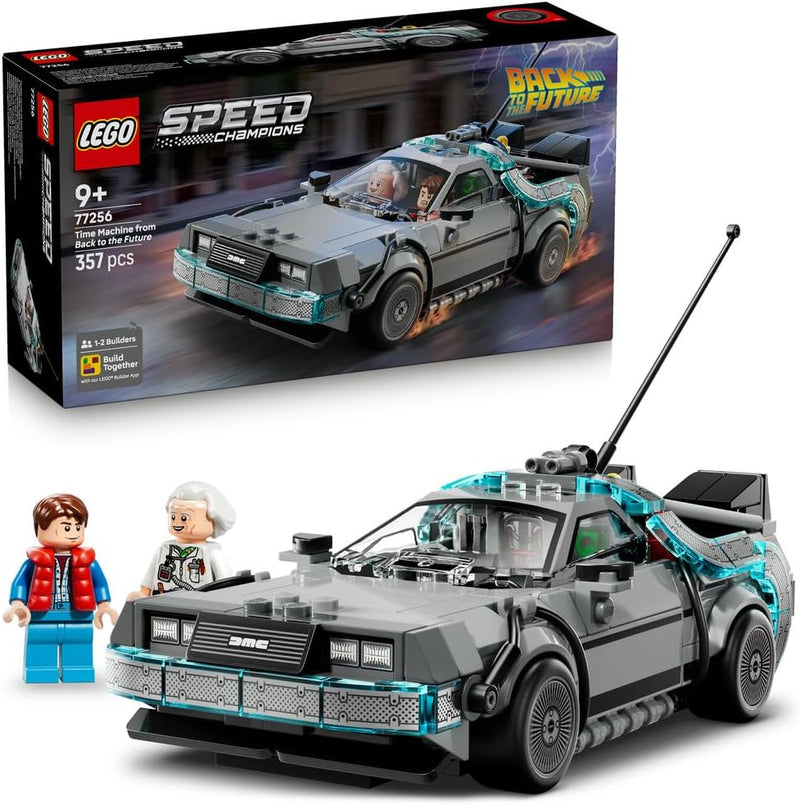 Speed Champions Time Machine from Back to the Future Toy - Car Model Kit w/Doc Brown & Marty McFly Minifigures - Gift for 9+ Year Old Boys, Girls & Movie Fans - 77256