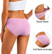 Women's Underwear, High Waist Cotton Breathable Full Coverage Panties Brief Multipack Regular and Plus Size