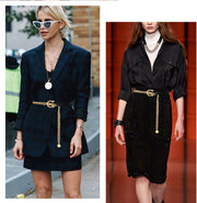 Womens Metal Waist Chain Belt Adjustable Multilayer Link Belt for Jeans & Dresses Gold Chain Belt with Coin Design Fashion Waist Belt for Casual & Evening Wear