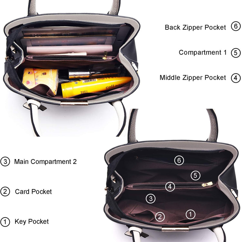 Purses and Handbags for Women Shoulder Tote Bags Top Handle Satchel C Black Beige, M