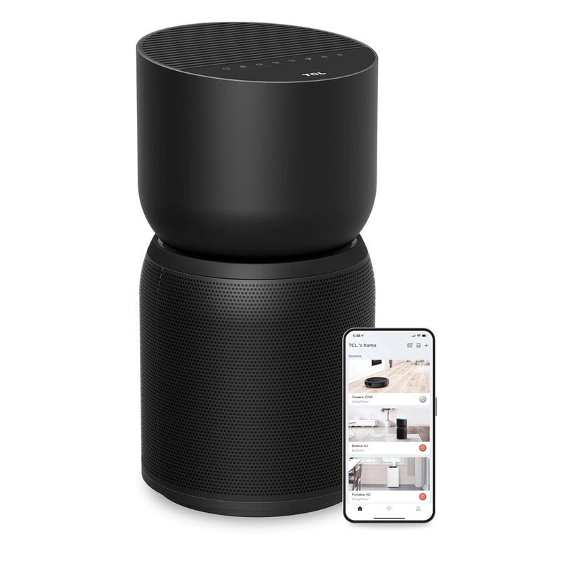 TCL Breeva A3 Smart Air Purifier with 5-Stage Clean, True HEPA (H13), Removes 99.97% of Dust/Bacteria/Odors & More, App & Voice Control, Auto Shield, Ultra-Quiet, Black (A315B)