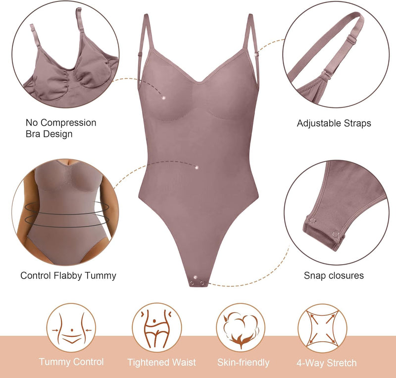 SHAPERX Bodysuit for Women Tummy Control Shapewear Seamless Sculpting Thong Body Shaper Tank Top