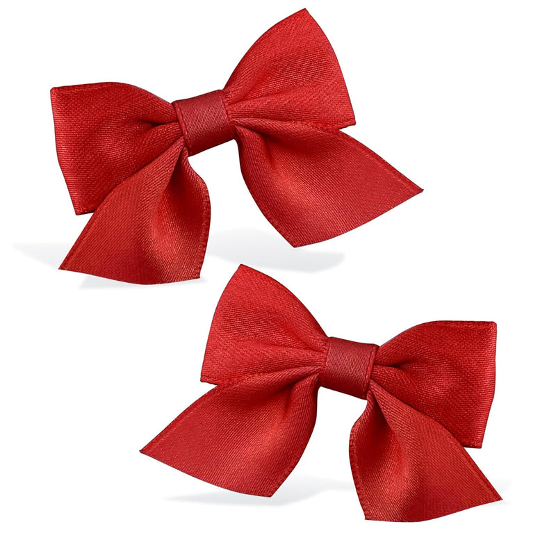 EKIND Girls' Bow Hair Clips Solid, Cute Crocodile Clip Set for Little Girls, Perfect for Daily Wear and Parties (2 Pcs, Red)