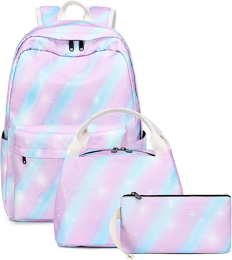 School Bag for Kids, Boys Girls Backpack with Lunch Box Pencil Case Toddler Kindergarten School Bookbag Set (Pink B) - Pink B