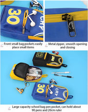 Canvas Pencil Case, Portable Desk Organizer, Double-Layer Basketball Pencil Pouch, Large Capacity Student Pencil Case, Creative Stationery Bag, Storage Coin Pouch Gift for Children (Black) - Black