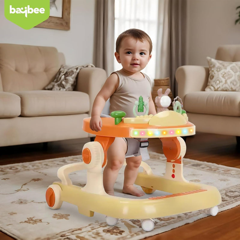 Baybee Berno 2 in 1 Baby Walker for Kids | Push Walker for Baby with 3 Adjustable Height, Lights & Musical | Baby Boy Girl 6 to 18 Months (Blue)