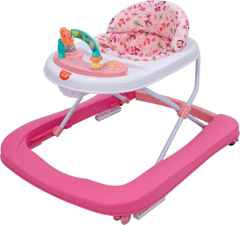 The Moon Brand Stride Height Adjustable Baby/Child Walker with Music-food tray and Toys Play Tray-(From 6 Months To 18 Months)- Rose Pink - Rose Pink