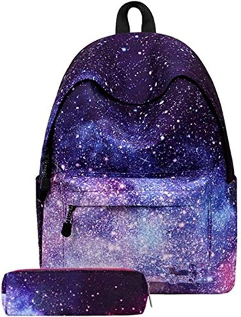 Casual Backpack SchoolBag for Girls Kids Boys Teenagers Galaxy Star Waterproof With Pencil Case High Capacity 14 in Laptop Travel Bag
