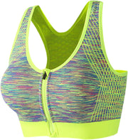 Dress Cici Zip Front Sports Bra With Racerback And Colorful Fabric
