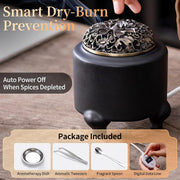 ARCHAEOPTERYX Stoneware Electric Incense Burner & Aroma Diffuser with Adjustable Temperature/Timer Control, for Resin/Frankincense Burner, Fit for Home Decor, Meditation(Black)