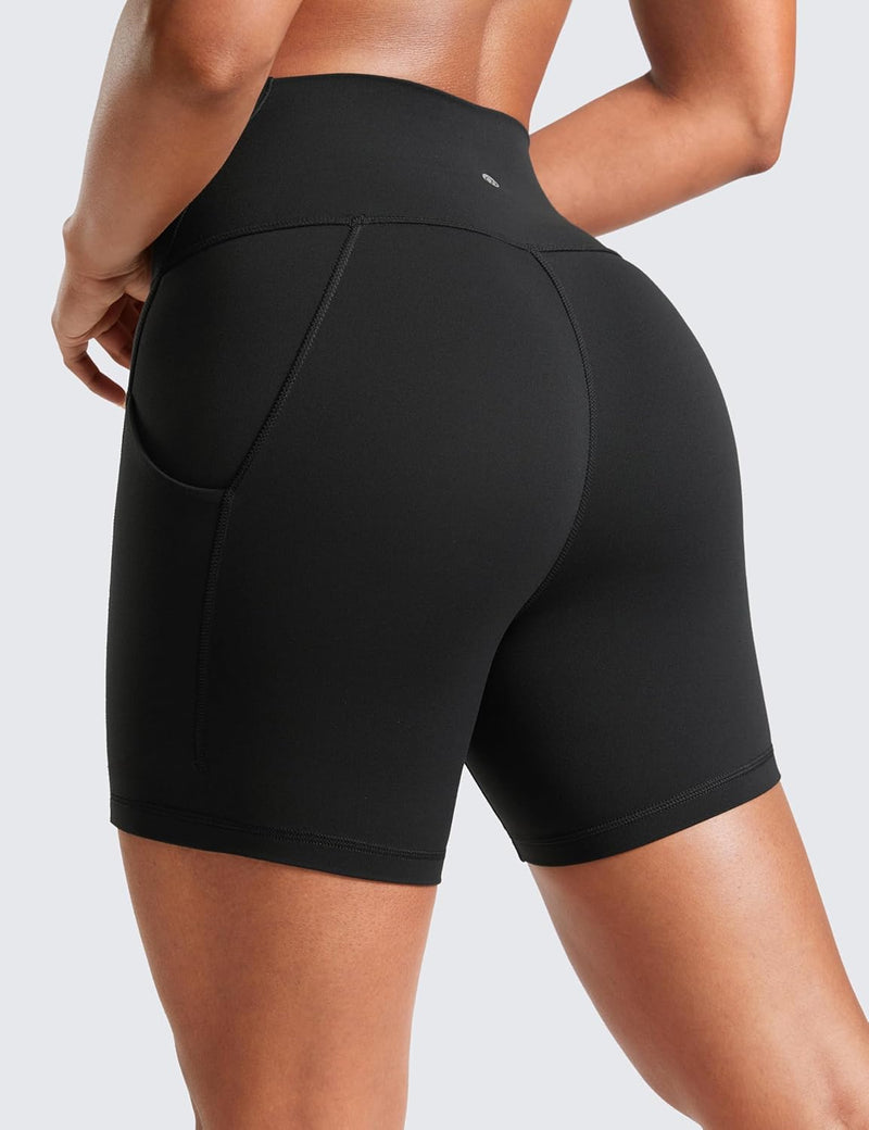 CRZ YOGA Womens Butterluxe Biker Shorts with Pockets 5 Inches - High Waisted Volleyball Workout Athletic Yoga Short Leggings